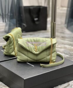 Replica YSL Saint Laurent Mini Loulou Puffer Toy Bag In Quilted Lambskin Pistache