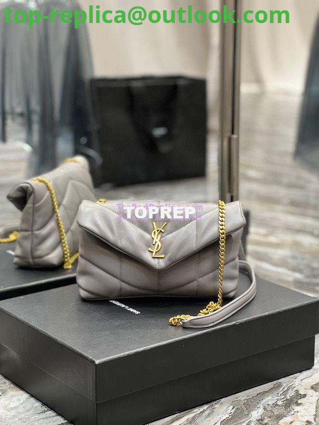 Replica YSL Saint Laurent Mini Loulou Puffer Toy Bag In Quilted Lambskin Fog Replica YSL Saint Laurent Mini Loulou Puffer Toy Bag In Quilted Lambskin Fog