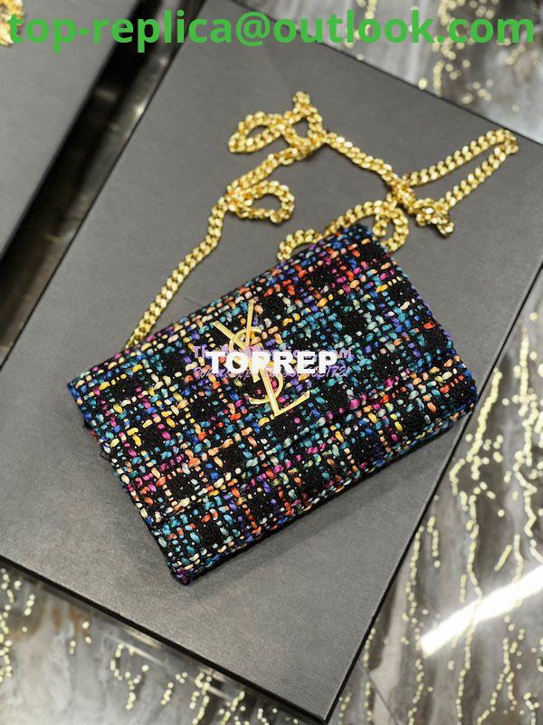 Replica YSL Saint Laurent Kate Chain Wallet With Tassel In Multicolour Tweed 452159 6 Replica YSL Saint Laurent Kate Chain Wallet With Tassel In Multicolour Tweed 452159 6