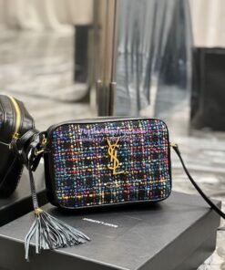 Replica Saint Laurent YSL Medium Lou Multicolour Tweed Camera Bag 520534 2