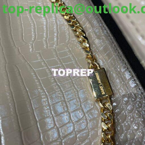 Replica YSL Classic Medium Kate Monogram Saint Laurent Tassel Satchel In Beige Crocodile Embossed Shiny Leather 354119 12