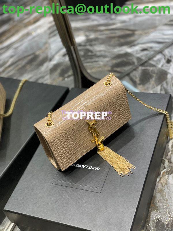 Replica YSL Saint Laurent Kate Chain Wallet With Tassel In Crocodile-embossed Shiny Leather 452159 Beige 4 Replica YSL Saint Laurent Kate Chain Wallet With Tassel In Crocodile-embossed Shiny Leather 452159 Beige 4