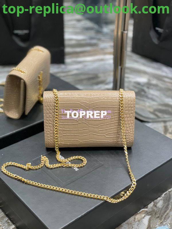Replica YSL Saint Laurent Kate Chain Wallet With Tassel In Crocodile-embossed Shiny Leather 452159 Beige 5 Replica YSL Saint Laurent Kate Chain Wallet With Tassel In Crocodile-embossed Shiny Leather 452159 Beige 5