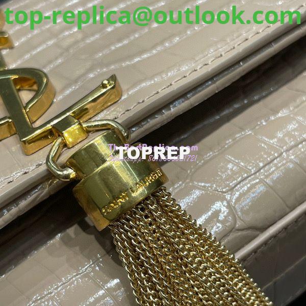 Replica YSL Saint Laurent Kate Chain Wallet With Tassel In Crocodile-embossed Shiny Leather 452159 Beige 9 Replica YSL Saint Laurent Kate Chain Wallet With Tassel In Crocodile-embossed Shiny Leather 452159 Beige 9