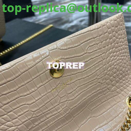 Replica YSL Saint Laurent Kate Chain Wallet With Tassel In Crocodile-embossed Shiny Leather 452159 Beige 10