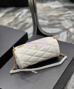 Replica YSL Saint Laurent Sade Mini Tube Bag In Quilted Lambskin 699703 White