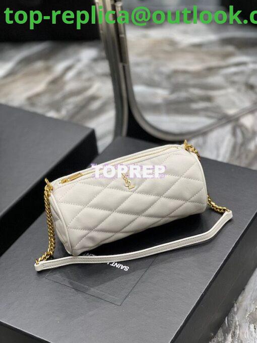 Replica YSL Saint Laurent Sade Mini Tube Bag In Quilted Lambskin 699703 White