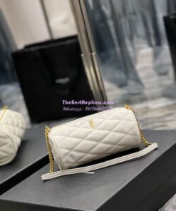 Replica YSL Saint Laurent Sade Mini Tube Bag In Quilted Lambskin 699703 White 2