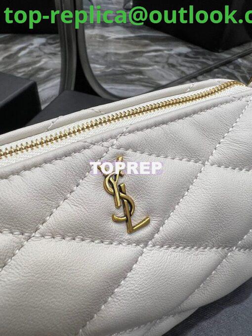 Replica YSL Saint Laurent Sade Mini Tube Bag In Quilted Lambskin 699703 White 4