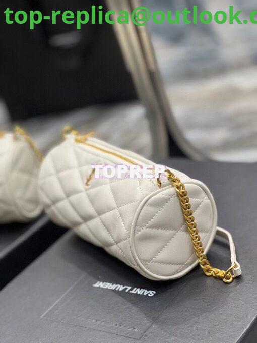 Replica YSL Saint Laurent Sade Mini Tube Bag In Quilted Lambskin 699703 White 5