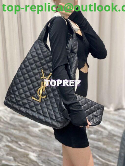 Replica YSL Saint Laurent ICARE Maxi Shopping Bag In Quilted Lambskin 698651 Black 13