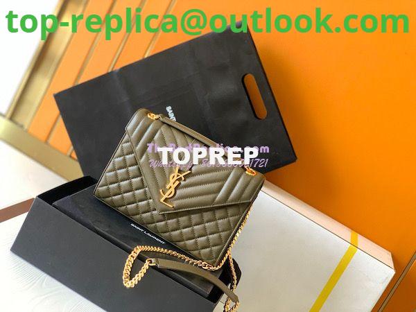 Replica YSL Saint Laurent Medium Envelope Bag In Mix Matelassé Grain De Poudre Embossed Leather 487206 Khaki Replica YSL Saint Laurent Medium Envelope Bag In Mix Matelassé Grain De Poudre Embossed Leather 487206 Khaki