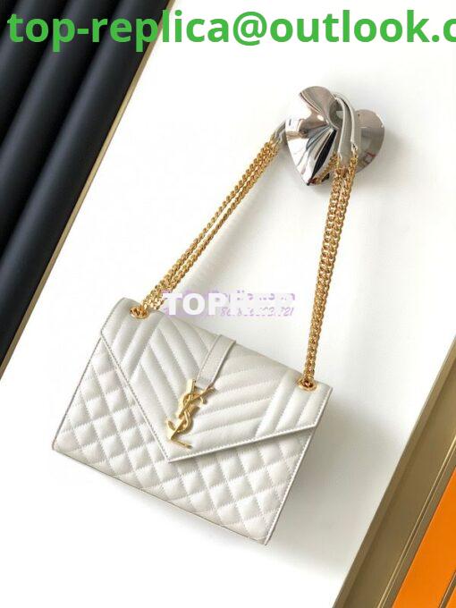 Replica YSL Saint Laurent Medium Envelope Bag In Mix Matelassé Grain De Poudre Embossed Leather 487206 Blanc