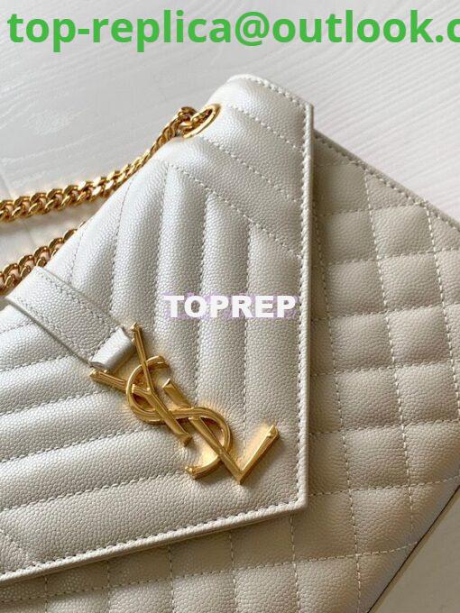 Replica YSL Saint Laurent Medium Envelope Bag In Mix Matelassé Grain De Poudre Embossed Leather 487206 Blanc 3