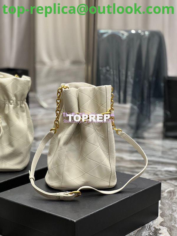 Replica YSL Saint Laurent Le Maillon Hook Bucket Bag In Supple Leather 686310 Blanc 2 Replica YSL Saint Laurent Le Maillon Hook Bucket Bag In Supple Leather 686310 Blanc 2