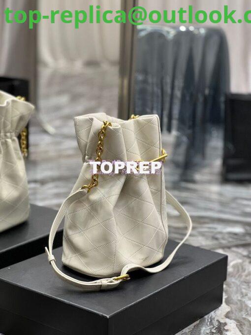 Replica YSL Saint Laurent Le Maillon Hook Bucket Bag In Supple Leather 686310 Blanc 3