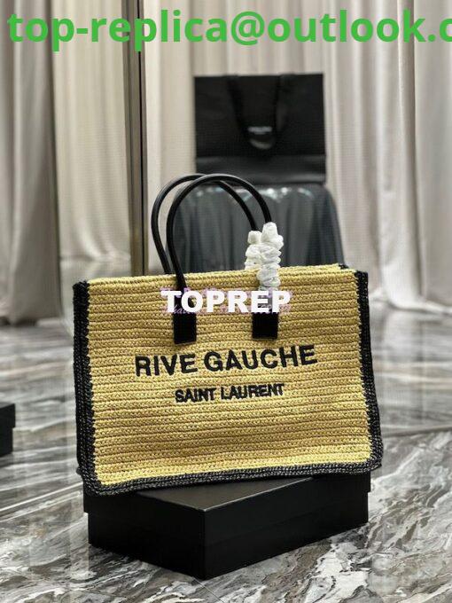 Replica YSL Saint Laurent Rive Gauche Tote Bag In Raffia And Leather 685742 2