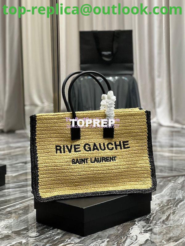 Replica YSL Saint Laurent Rive Gauche Tote Bag In Raffia And Leather 685742 2 Replica YSL Saint Laurent Rive Gauche Tote Bag In Raffia And Leather 685742 2