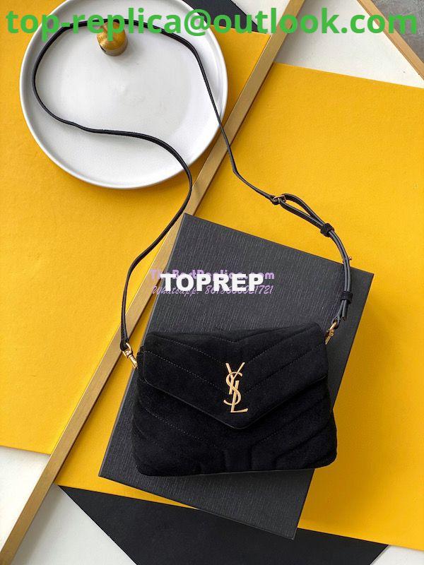 Replica YSL Saint Laurent Loulou Toy Bag In Suede And Quilted Leather 678401 Black Replica YSL Saint Laurent Loulou Toy Bag In Suede And Quilted Leather 678401 Black