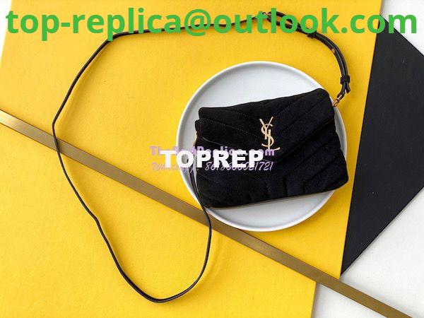 Replica YSL Saint Laurent Loulou Toy Bag In Suede And Quilted Leather 678401 Black 2 Replica YSL Saint Laurent Loulou Toy Bag In Suede And Quilted Leather 678401 Black 2