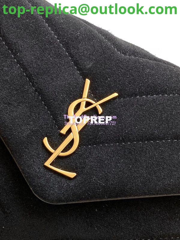 Replica YSL Saint Laurent Loulou Toy Bag In Suede And Quilted Leather 678401 Black 4 Replica YSL Saint Laurent Loulou Toy Bag In Suede And Quilted Leather 678401 Black 4
