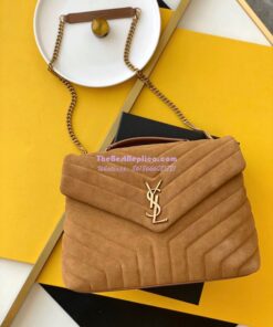 Replica YSL Saint Laurent LouLou Medium Bag in Y-Quilted Suede 5749461 Cinnamon 2