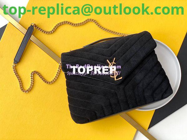 Replica YSL Saint Laurent LouLou Medium Bag in Y-Quilted Suede 5749461 Black 3 Replica YSL Saint Laurent LouLou Medium Bag in Y-Quilted Suede 5749461 Black 3