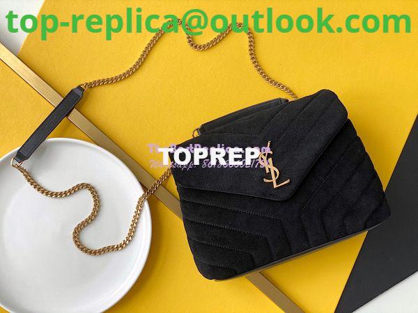 Replica YSL Saint Laurent LouLou Small Bag in Y-Quilted Suede 4946991 Black 2 Replica YSL Saint Laurent LouLou Small Bag in Y-Quilted Suede 4946991 Black 2