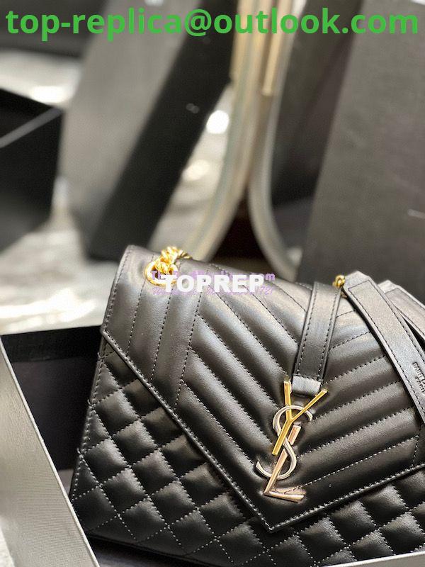 Replica Saint Laurent YSL Envelope Medium Bag In Supple Matelassé Leather 600185 Black Tri-Tone Logo 4 Replica Saint Laurent YSL Envelope Medium Bag In Supple Matelassé Leather 600185 Black Tri-Tone Logo 4