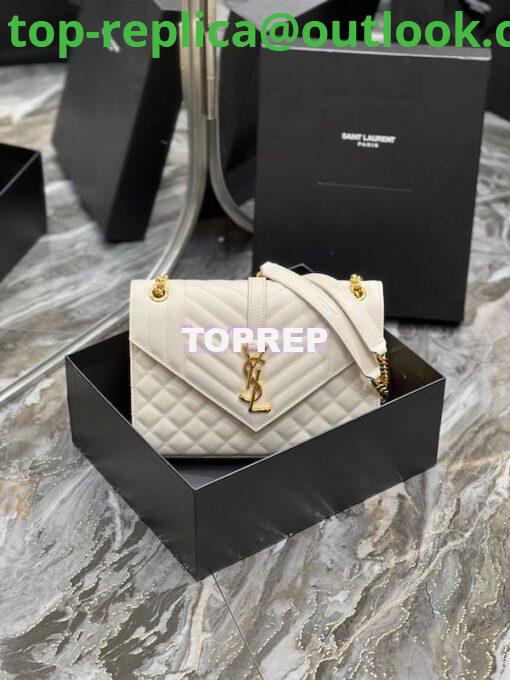 Replica Saint Laurent YSL Envelope Medium Bag In Supple Matelassé Leather 600185 Blanc