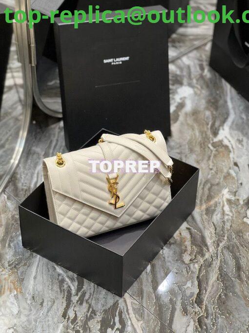 Replica Saint Laurent YSL Envelope Medium Bag In Supple Matelassé Leather 600185 Blanc 2