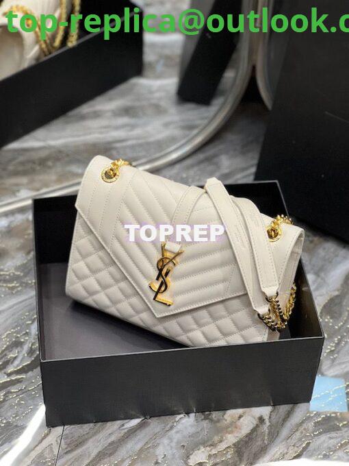 Replica Saint Laurent YSL Envelope Medium Bag In Supple Matelassé Leather 600185 Blanc 3