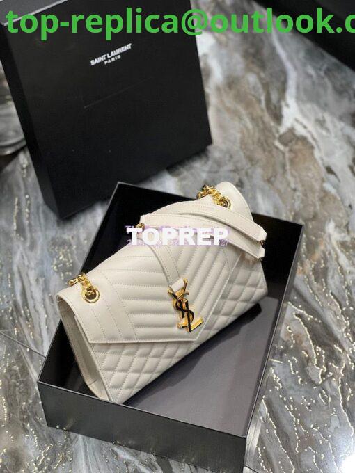 Replica Saint Laurent YSL Envelope Medium Bag In Supple Matelassé Leather 600185 Blanc 5