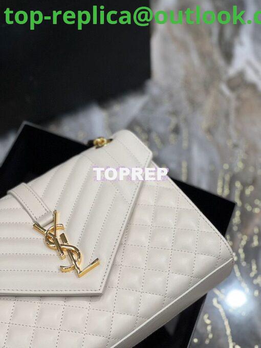 Replica Saint Laurent YSL Envelope Medium Bag In Supple Matelassé Leather 600185 Blanc 7