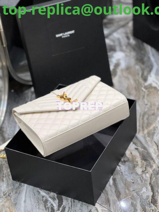 Replica Saint Laurent YSL Envelope Medium Bag In Supple Matelassé Leather 600185 Blanc 12