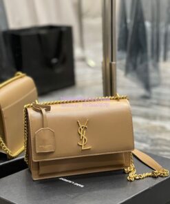 Replica YSL Saint Laurent Medium Sunset Monogram in Smooth Leather 442906 Dark Toffee 2