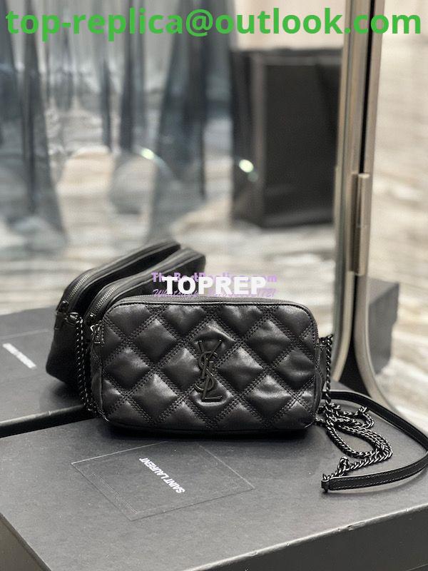 Replica Saint Laurent YSL Becky Double-Zip Pouch in Quilted Lambskin 608941 All Black Replica Saint Laurent YSL Becky Double-Zip Pouch in Quilted Lambskin 608941 All Black