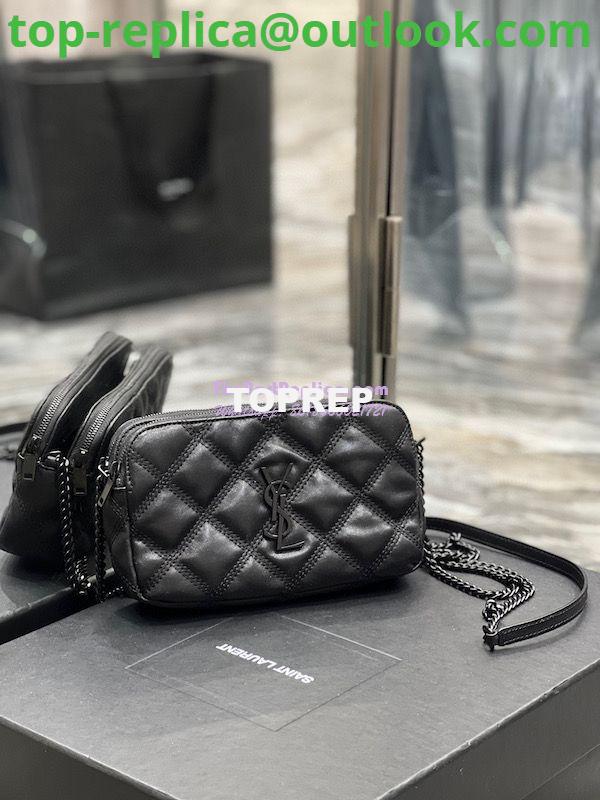 Replica Saint Laurent YSL Becky Double-Zip Pouch in Quilted Lambskin 608941 All Black 2 Replica Saint Laurent YSL Becky Double-Zip Pouch in Quilted Lambskin 608941 All Black 2