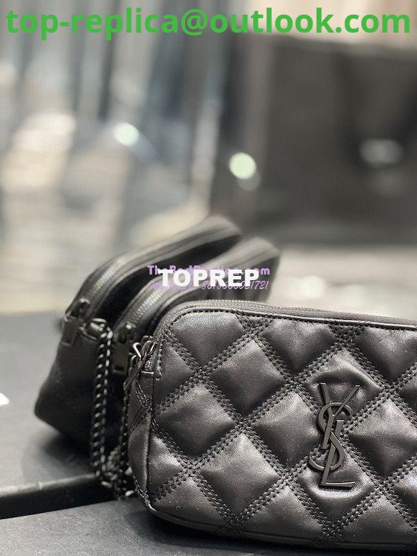 Replica Saint Laurent YSL Becky Double-Zip Pouch in Quilted Lambskin 608941 All Black 3 Replica Saint Laurent YSL Becky Double-Zip Pouch in Quilted Lambskin 608941 All Black 3