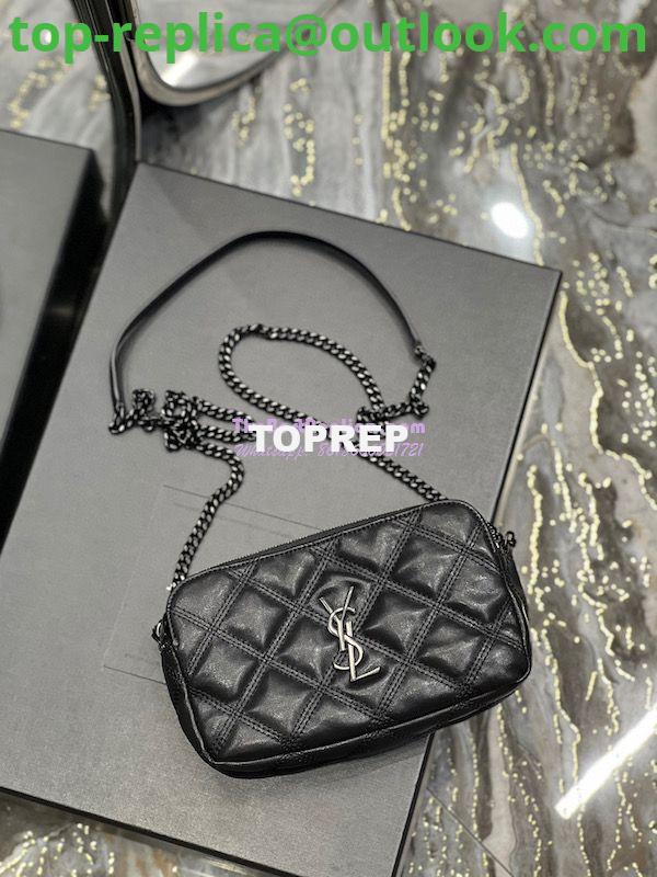 Replica Saint Laurent YSL Becky Double-Zip Pouch in Quilted Lambskin 608941 All Black 4 Replica Saint Laurent YSL Becky Double-Zip Pouch in Quilted Lambskin 608941 All Black 4