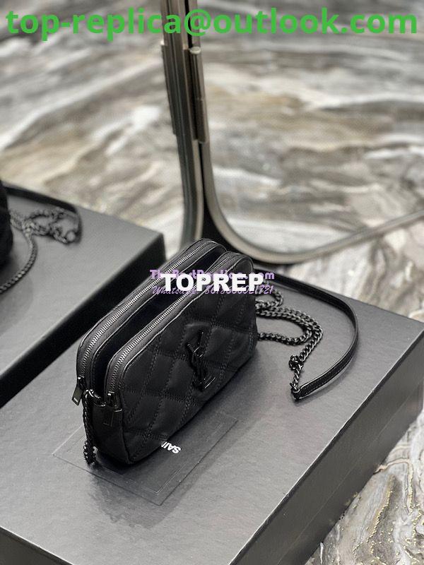 Replica Saint Laurent YSL Becky Double-Zip Pouch in Quilted Lambskin 608941 All Black 5 Replica Saint Laurent YSL Becky Double-Zip Pouch in Quilted Lambskin 608941 All Black 5