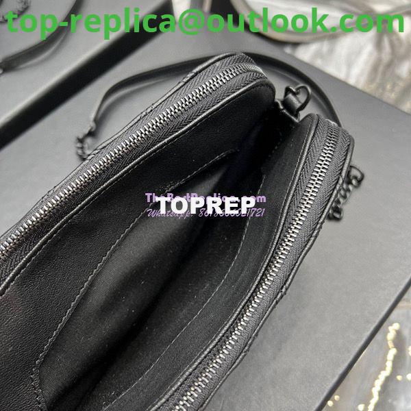 Replica Saint Laurent YSL Becky Double-Zip Pouch in Quilted Lambskin 608941 All Black 8 Replica Saint Laurent YSL Becky Double-Zip Pouch in Quilted Lambskin 608941 All Black 8