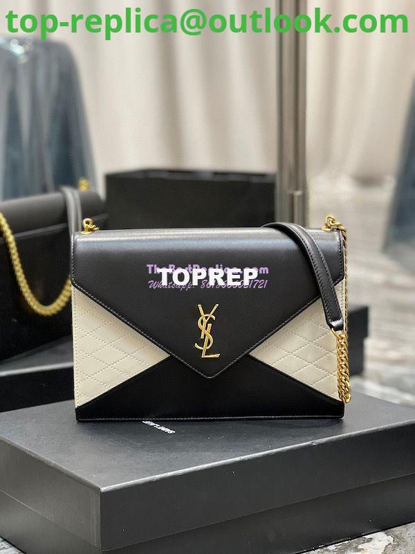 Replica YSL Saint Laurent Gaby Chain Bag In Quilted Vintage Lambskin 668864 Black Blanc 2 Replica YSL Saint Laurent Gaby Chain Bag In Quilted Vintage Lambskin 668864 Black Blanc 2