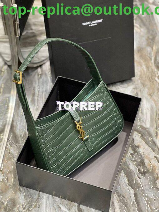 Replica YSL Saint Laurent Le 5 à 7 hobo bag in Vert Fonce in Crocodile-embossed Leather 3