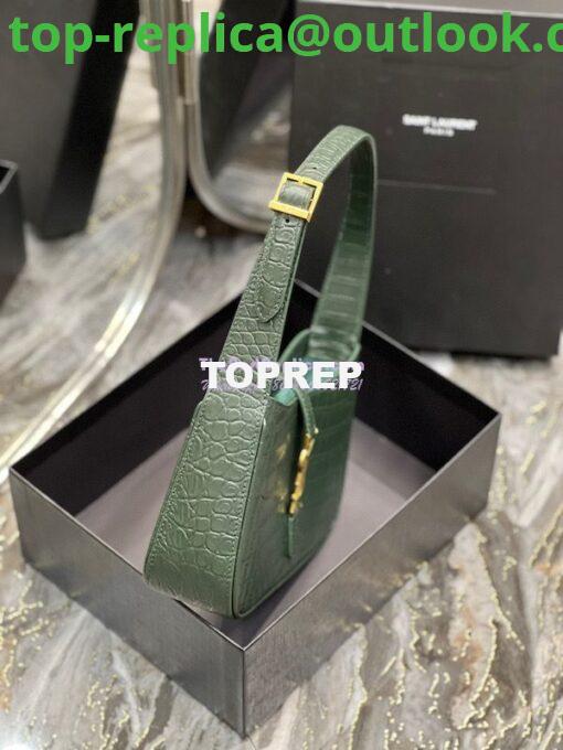 Replica YSL Saint Laurent Le 5 à 7 hobo bag in Vert Fonce in Crocodile-embossed Leather 5