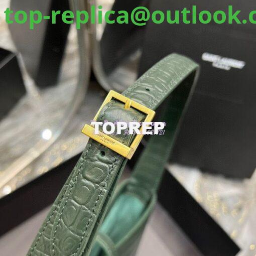 Replica YSL Saint Laurent Le 5 à 7 hobo bag in Vert Fonce in Crocodile-embossed Leather 8