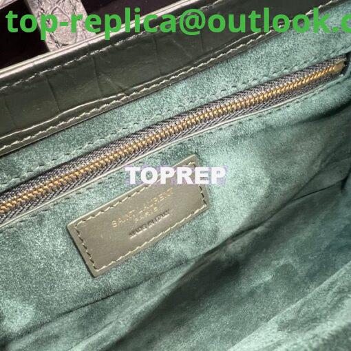 Replica YSL Saint Laurent Le 5 à 7 hobo bag in Vert Fonce in Crocodile-embossed Leather 10