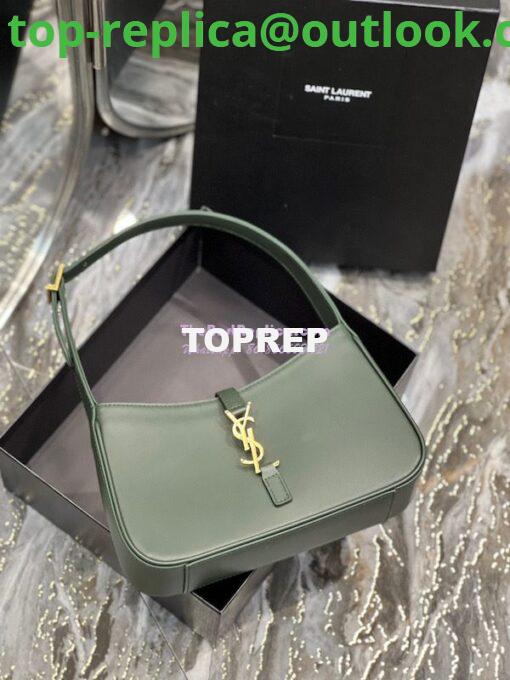 Replica YSL Saint Laurent Le 5 à 7 hobo bag in Vert Fonce calfskin Smooth leather 2