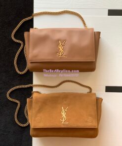 Replica YSL Saint Laurent Kate Medium Reversible In Suede And Smooth Leather 553804 Tan