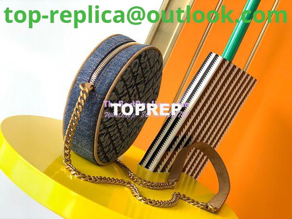 Replica YSL Saint Laurent Vinyle Round Camera Bag In Chevron-quilted Denim And Suede 6104362 3 Replica YSL Saint Laurent Vinyle Round Camera Bag In Chevron-quilted Denim And Suede 6104362 3